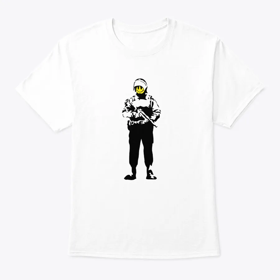 Banksy Smiling Happy Soldier Policeman t-shirt