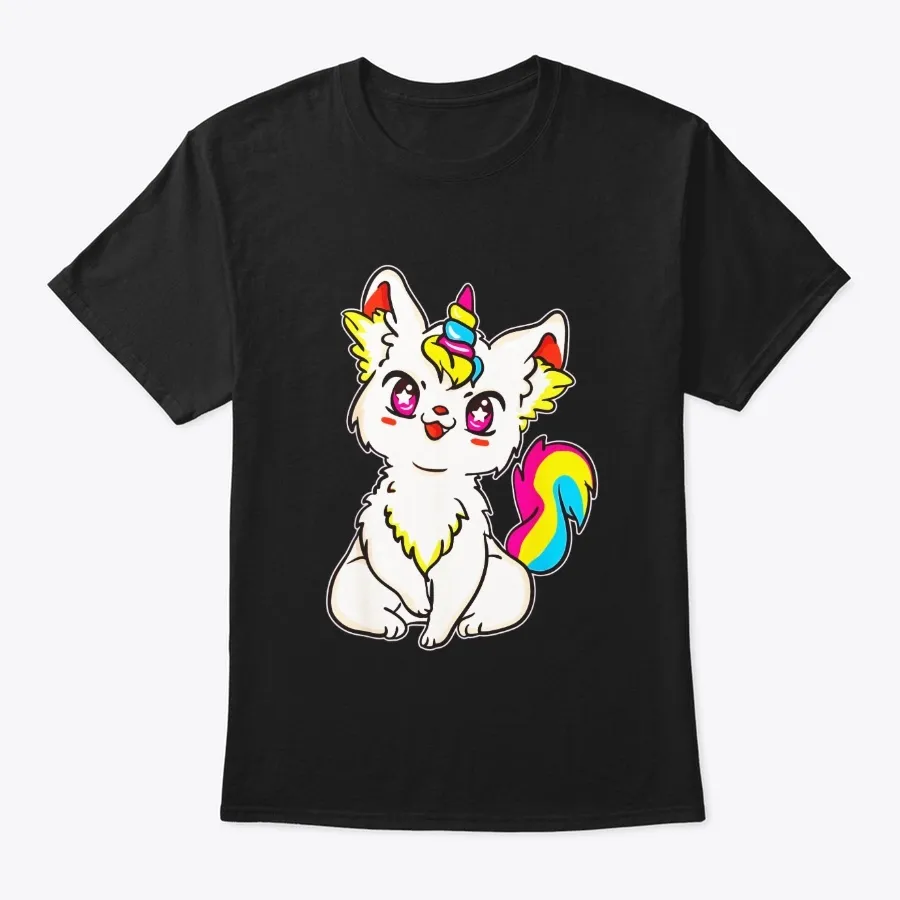 Pansexual Pride Kawaii Anime Caticorn T t-shirt