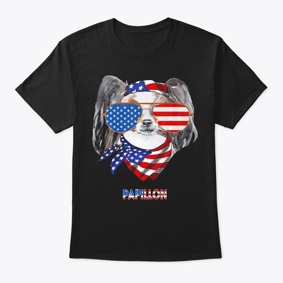 "American Flag Shirts Papillon Dog Lover t-shirt" - The Brooklyn Standard Quality