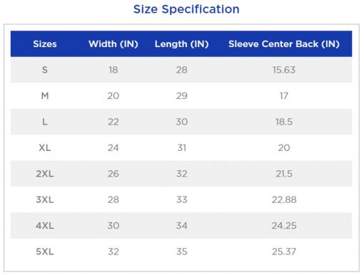 softex t shirt size chart